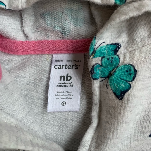 3/$10 CARTERS Baby girl butterfly romper nb - Picture 2 of 3